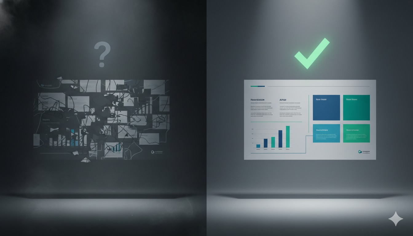 Best AI presentation maker struggling with organizational context versus template-based approach with embedded company knowledge
