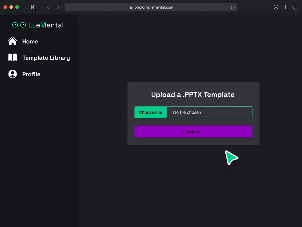 Business professional uploading PowerPoint template to document automation platform